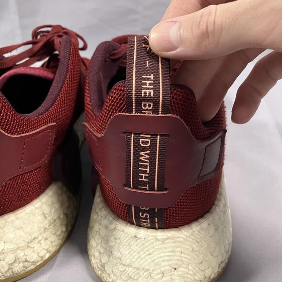 Adidas NMD R2 Shoes Mens Size 11 Maroon Red Boost Knit Sneakers Gum Sole‎ CQ2402 main image 13